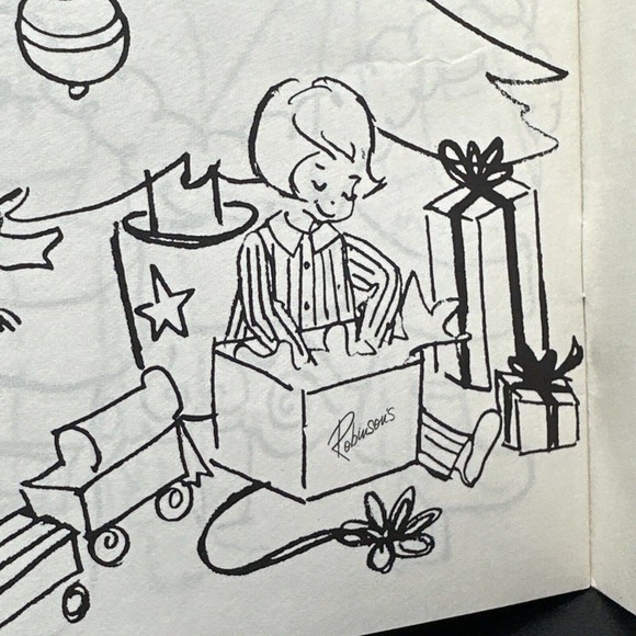 Rare Robinson’s Department Store Christmas Santa Claus Coloring Book 1950s Mint! - Picture 7 of 11